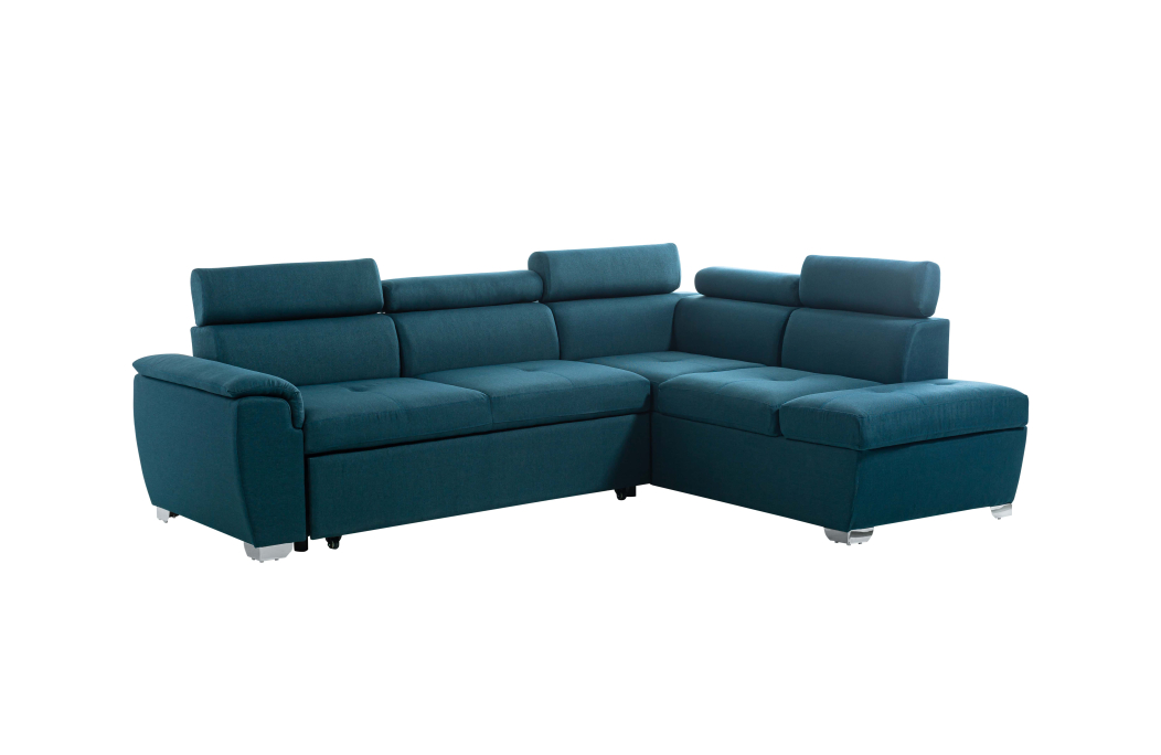 PARMA - Canapé d'angle convertible avec coffre en tissu