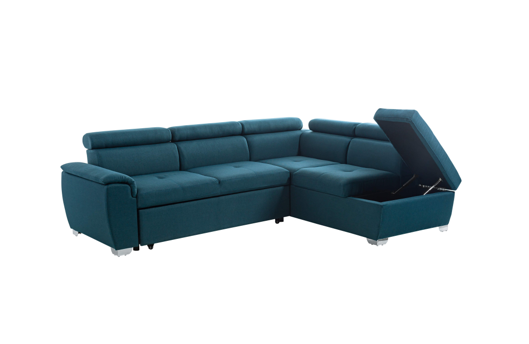 PARMA - Canapé d'angle convertible avec coffre en tissu