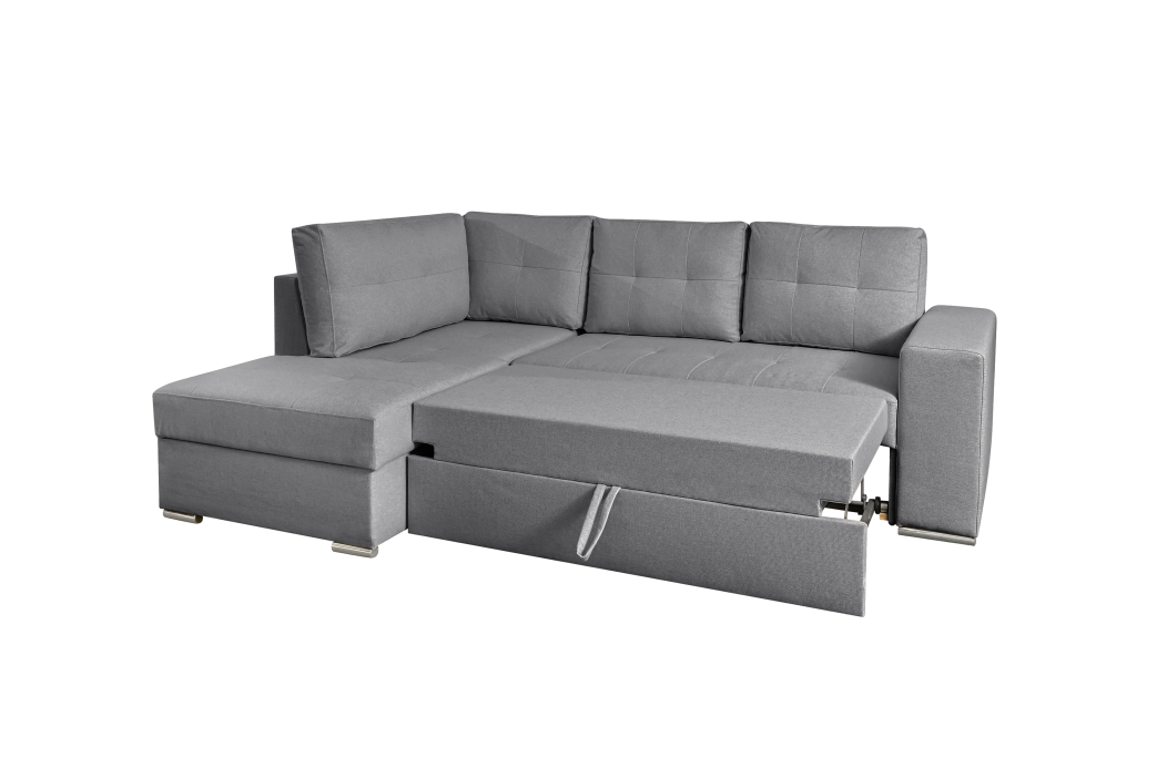 ADEN - Canapé d'angle convertible avec coffre en tissu