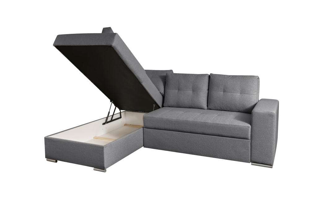 ADEN - Canapé d'angle convertible avec coffre en tissu