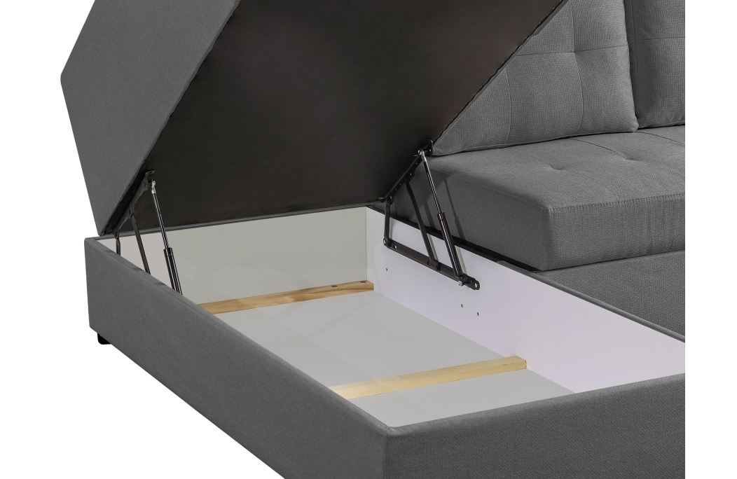 ADEN - Canapé d'angle convertible avec coffre en tissu