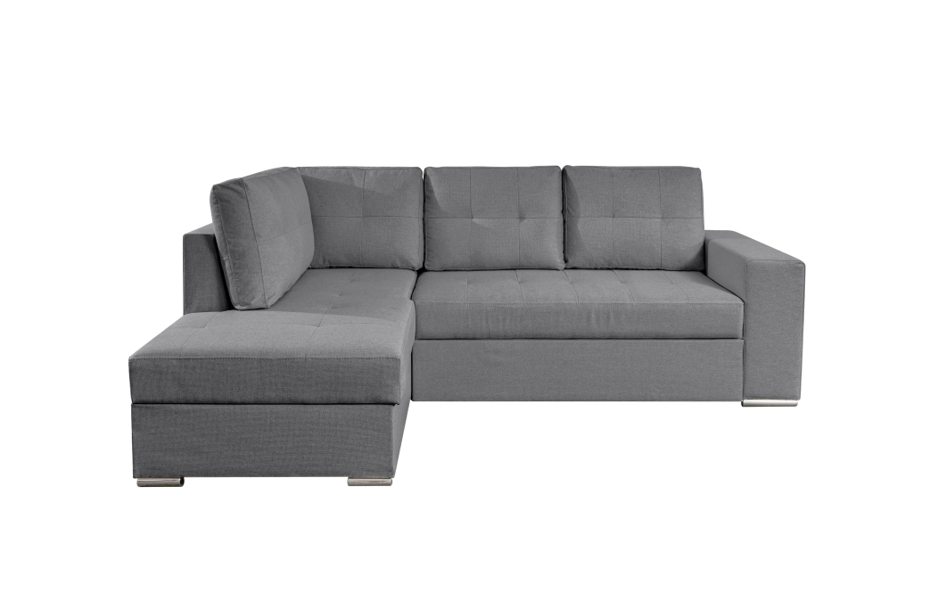 ADEN - Canapé d'angle convertible avec coffre en tissu