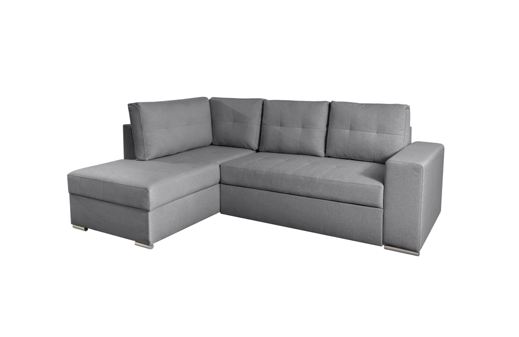 ADEN - Canapé d'angle convertible avec coffre en tissu