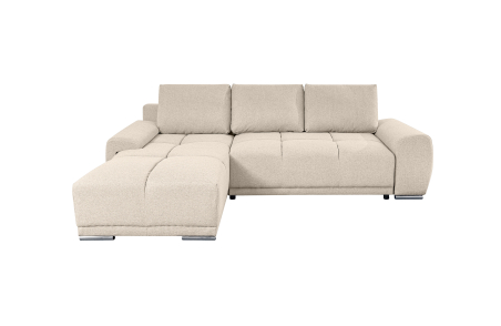 CASSANDRA - Canapé d'angle convertible avec coffre en tissu