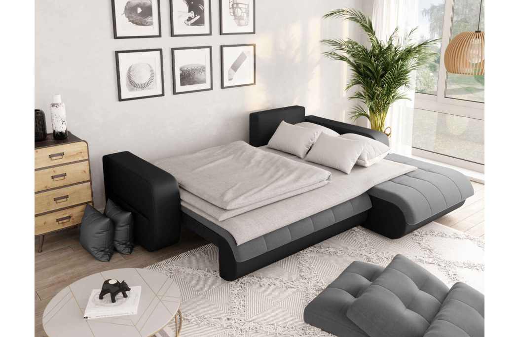 Canapé d'Angle SUZIE Convertible en Simili et Microfibre