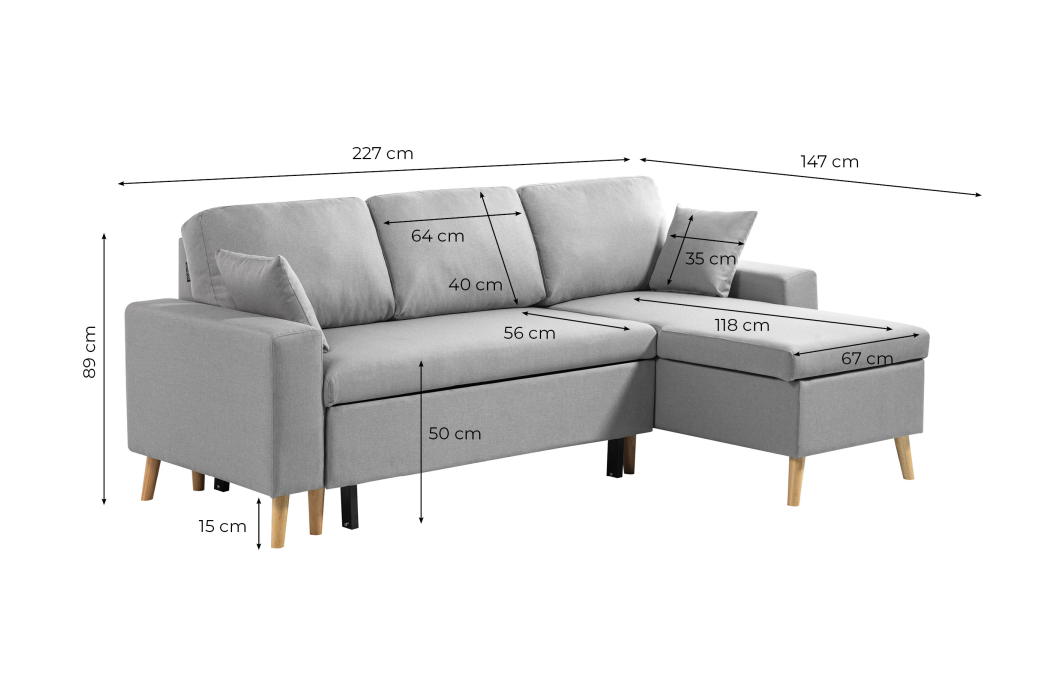 Canapé d'Angle MARIA SCANDINAVE Réversible et Convertible