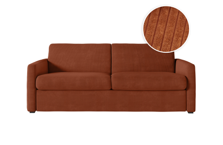 Canapé convertible AGATHE système couchage express en velours côtelé - Matelas épaisseur 13cm