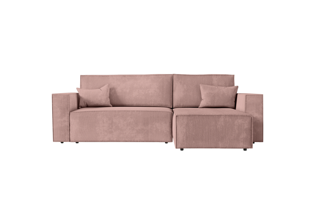 CLARISSE - Canapé d'angle convertible réversible avec coffre en velours côtelé