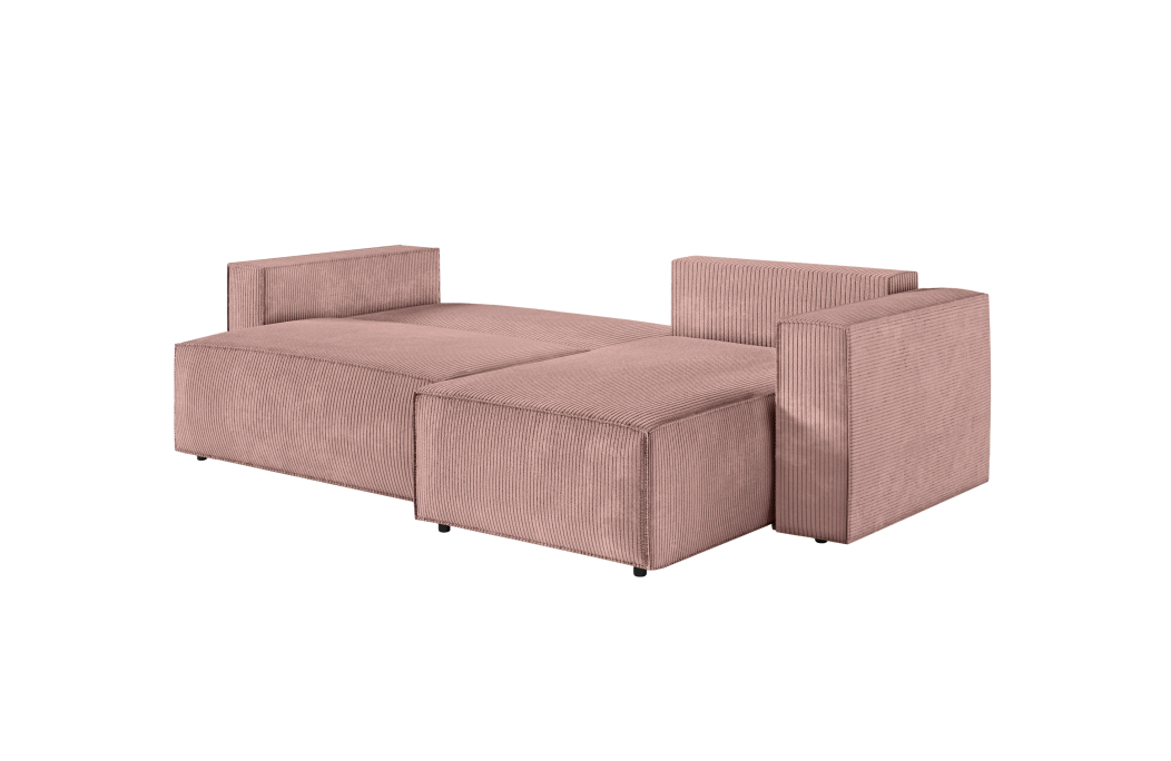 CLARISSE - Canapé d'angle convertible réversible avec coffre en velours côtelé