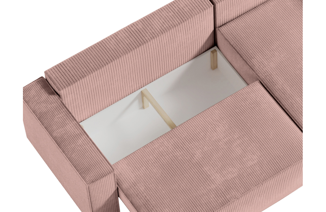 CLARISSE - Canapé d'angle convertible réversible avec coffre en velours côtelé