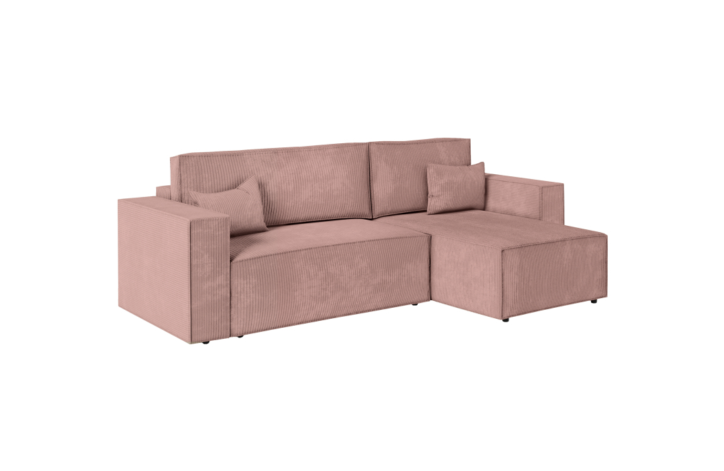CLARISSE - Canapé d'angle convertible réversible avec coffre en velours côtelé