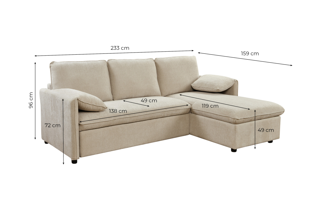 Canapé d'angle réversible MARTIN convertible en tissu