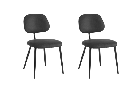 Lot de 2 chaises vintage PAYTON en tissu et pieds métal