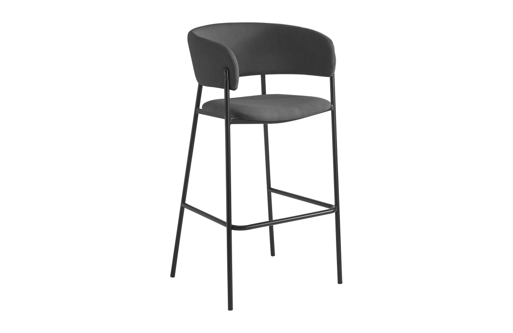 Lot de 2 tabourets de bar BOLD en velours côtelé avec pieds noirs