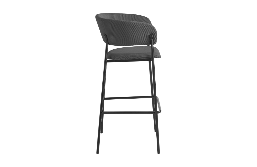 Lot de 2 tabourets de bar BOLD en velours côtelé avec pieds noirs