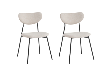 Lot de 2 chaises BRODIE en tissu avec pieds noirs