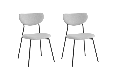 Lot de 2 chaises BRODIE en tissu avec pieds noirs