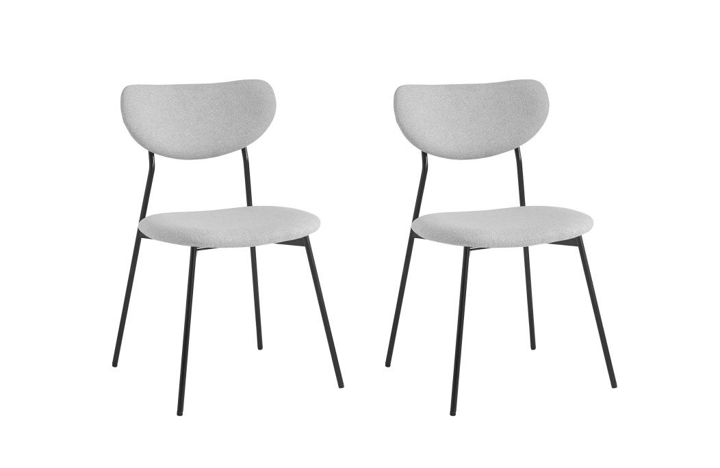 Lot de 2 chaises BRODIE en tissu avec pieds noirs