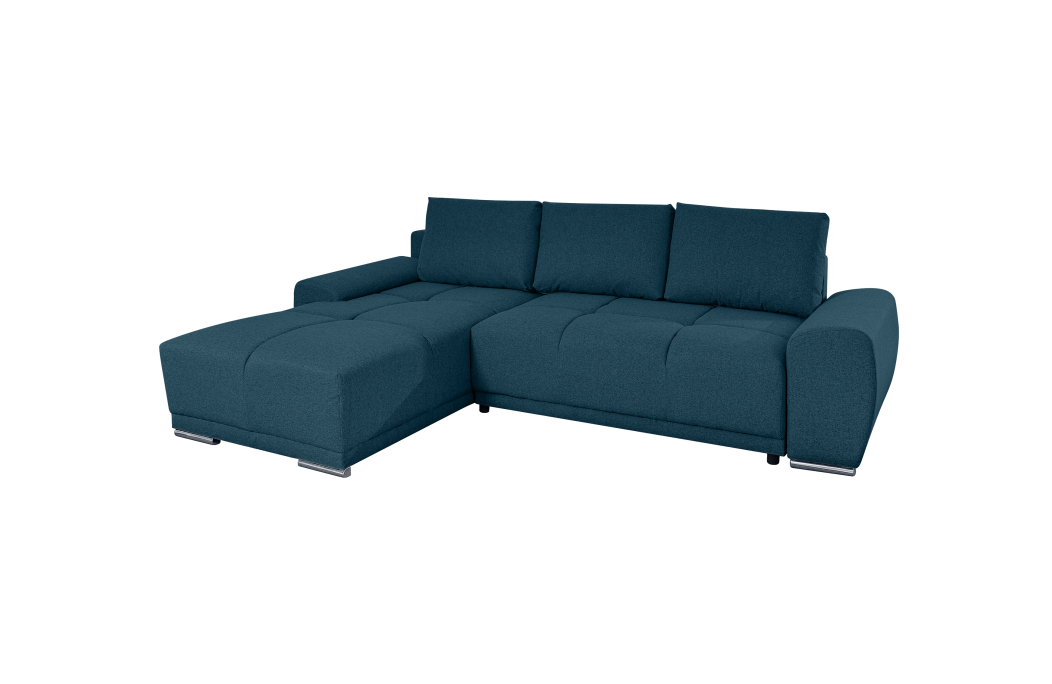 CASSANDRA - Canapé d'angle convertible avec coffre en tissu