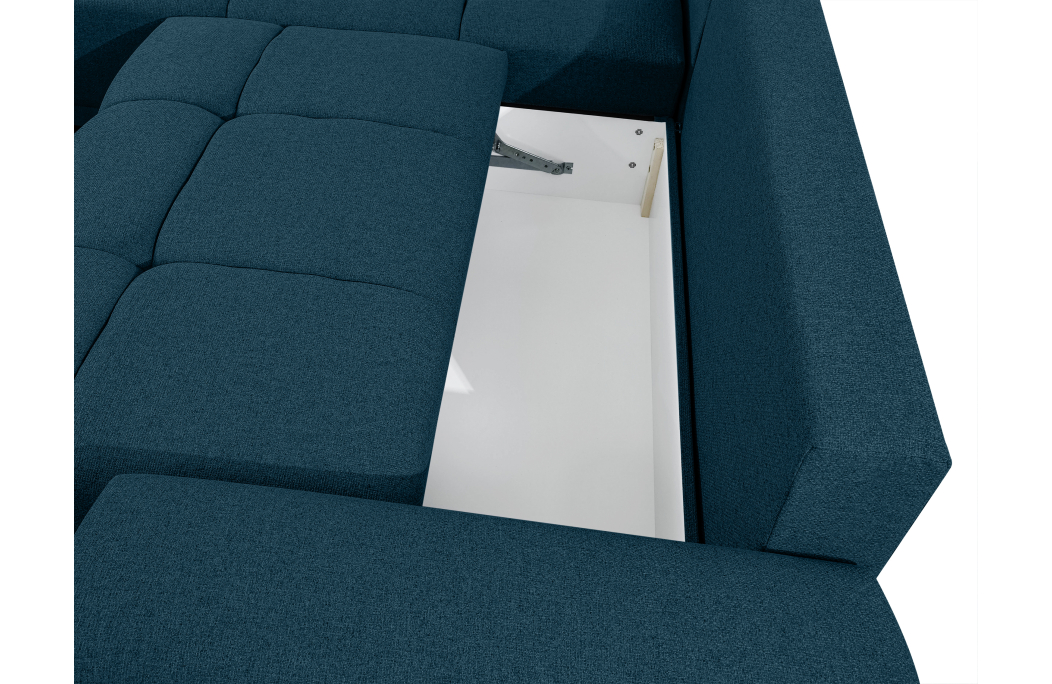 CASSANDRA - Canapé d'angle convertible avec coffre en tissu