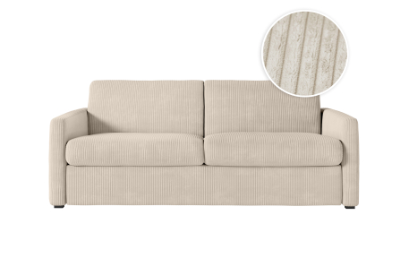 Canapé convertible AGATHE système couchage express 140x190cm en velours côtelé - Matelas épaisseur 13cm