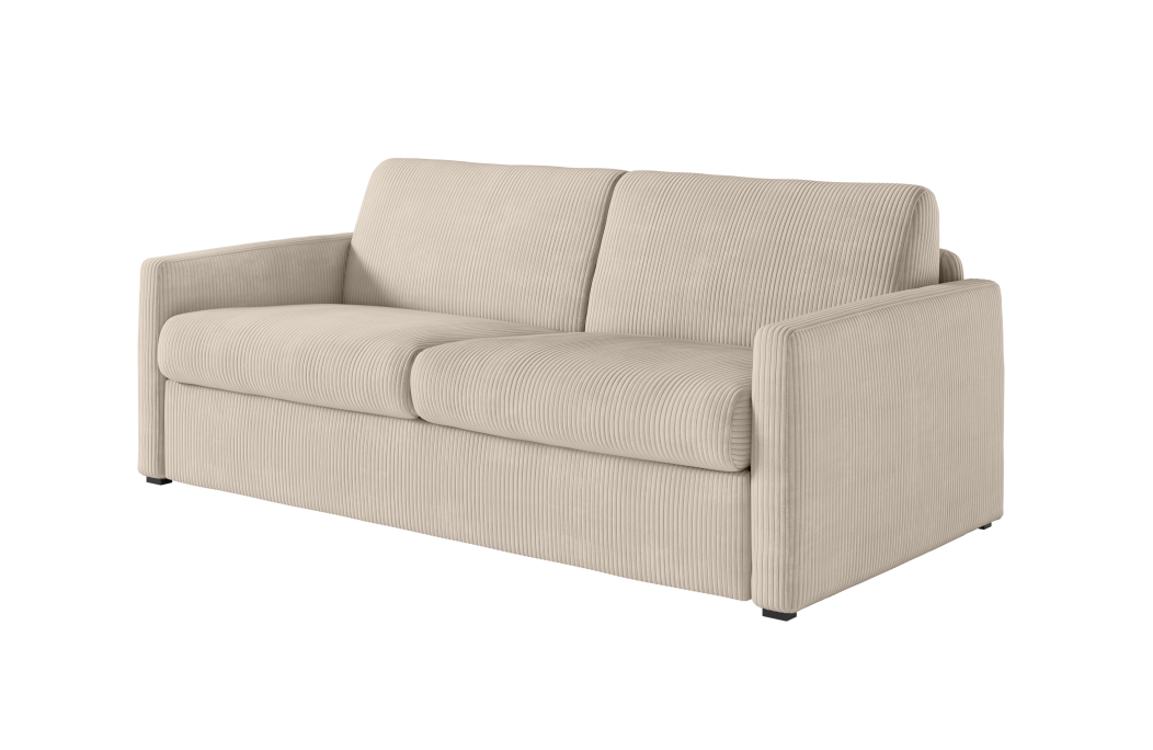 Canapé convertible AGATHE système couchage express 140x190cm en velours côtelé - Matelas épaisseur 13cm