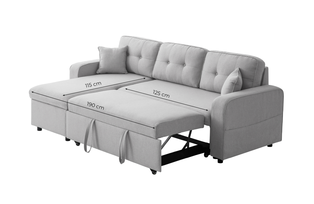 MARIUS - Canapé d'angle convertible réversible en tissu