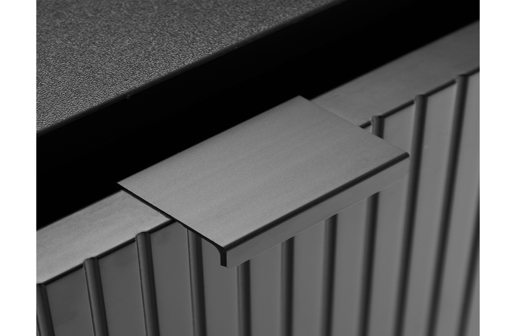 Buffet 2 portes et 1 tiroir PAYTON à lattes noir - 150x40 cm