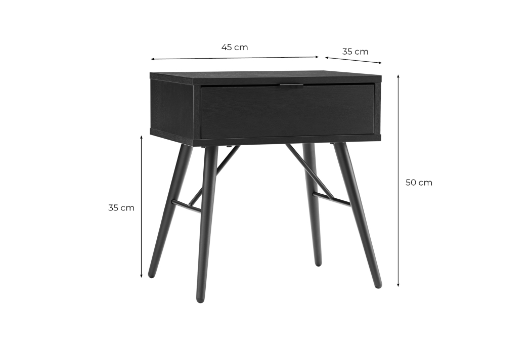 Table de chevet PAYTON avec pieds métal - 45x35 cm