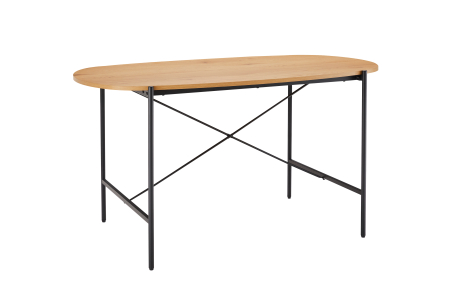 Table à manger BRODIE avec finition chêne et pieds métal noirs - 160x90 cm