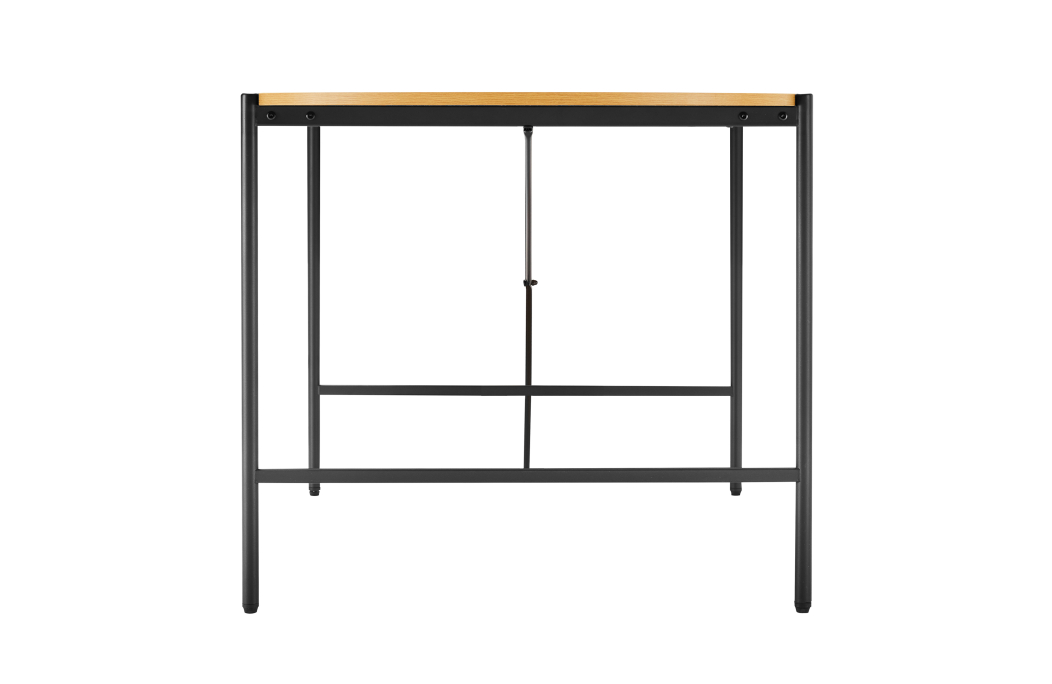 Table à manger BRODIE avec finition chêne et pieds métal noirs - 160x90 cm