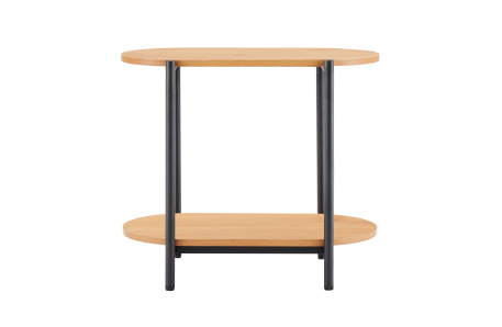 Table d'appoint BRODIE avec finition chêne et pieds métal noirs - 60x33,5 cm