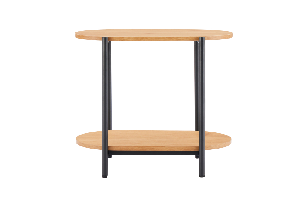 Table d'appoint BRODIE avec finition chêne et pieds métal noirs - 60x33,5 cm