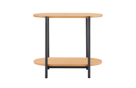 Table d'appoint BRODIE avec finition chêne et pieds métal noirs - 60x33,5 cm