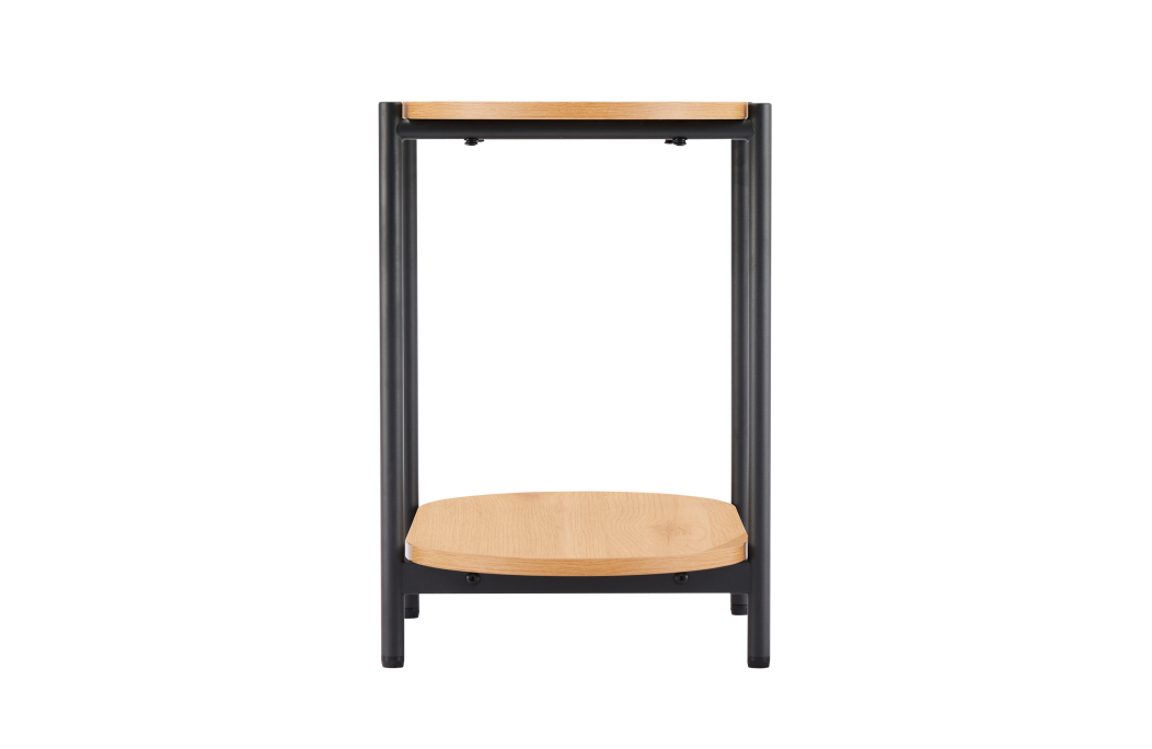 Table d'appoint BRODIE avec finition chêne et pieds métal noirs - 60x33,5 cm