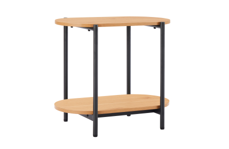 Table d'appoint BRODIE avec finition chêne et pieds métal noirs - 60x33,5 cm