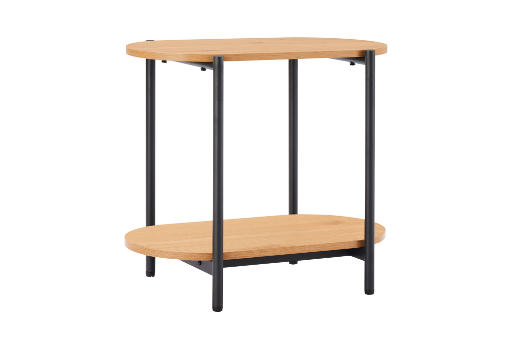 Table d'appoint BRODIE avec finition chêne et pieds métal noirs - 60x33,5 cm