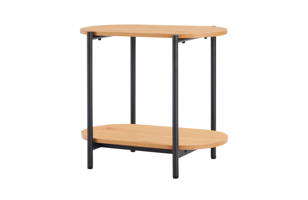 Table d'appoint BRODIE avec finition chêne et pieds métal noirs - 60x33,5 cm