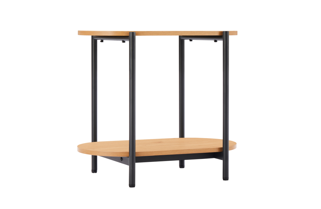 Table d'appoint BRODIE avec finition chêne et pieds métal noirs - 60x33,5 cm