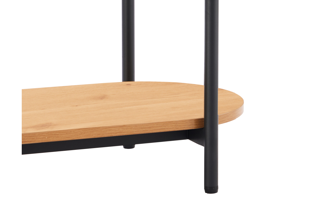 Table d'appoint BRODIE avec finition chêne et pieds métal noirs - 60x33,5 cm