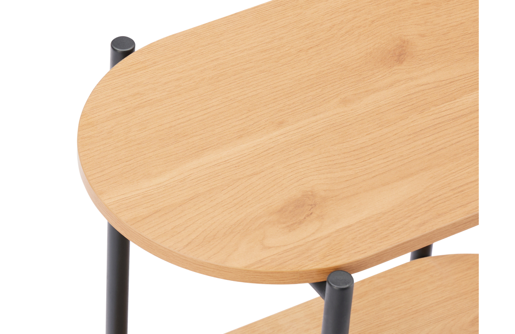 Table d'appoint BRODIE avec finition chêne et pieds métal noirs - 60x33,5 cm