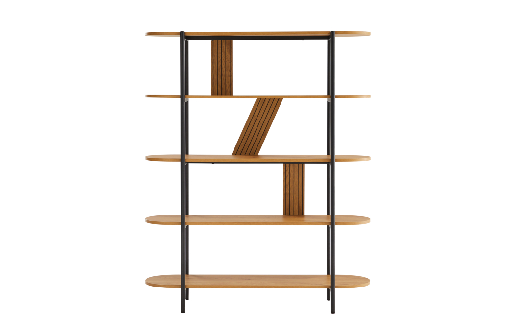 Etagère BRODIE avec finition chêne et pieds métal noirs - 120x35cm