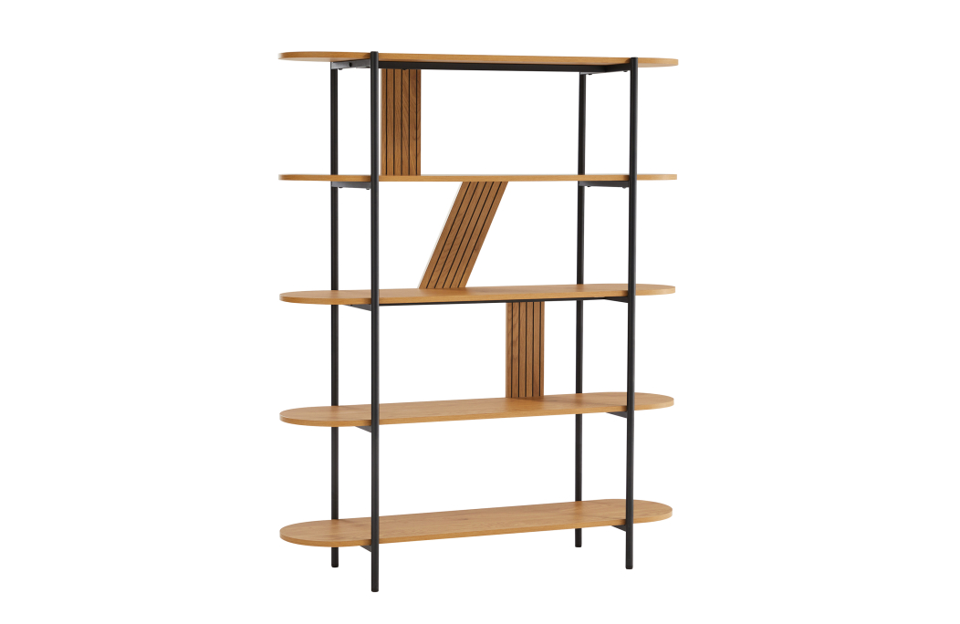 Etagère BRODIE avec finition chêne et pieds métal noirs - 120x35cm