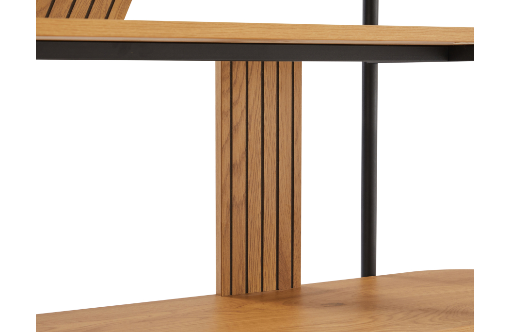 Etagère BRODIE avec finition chêne et pieds métal noirs - 120x35cm