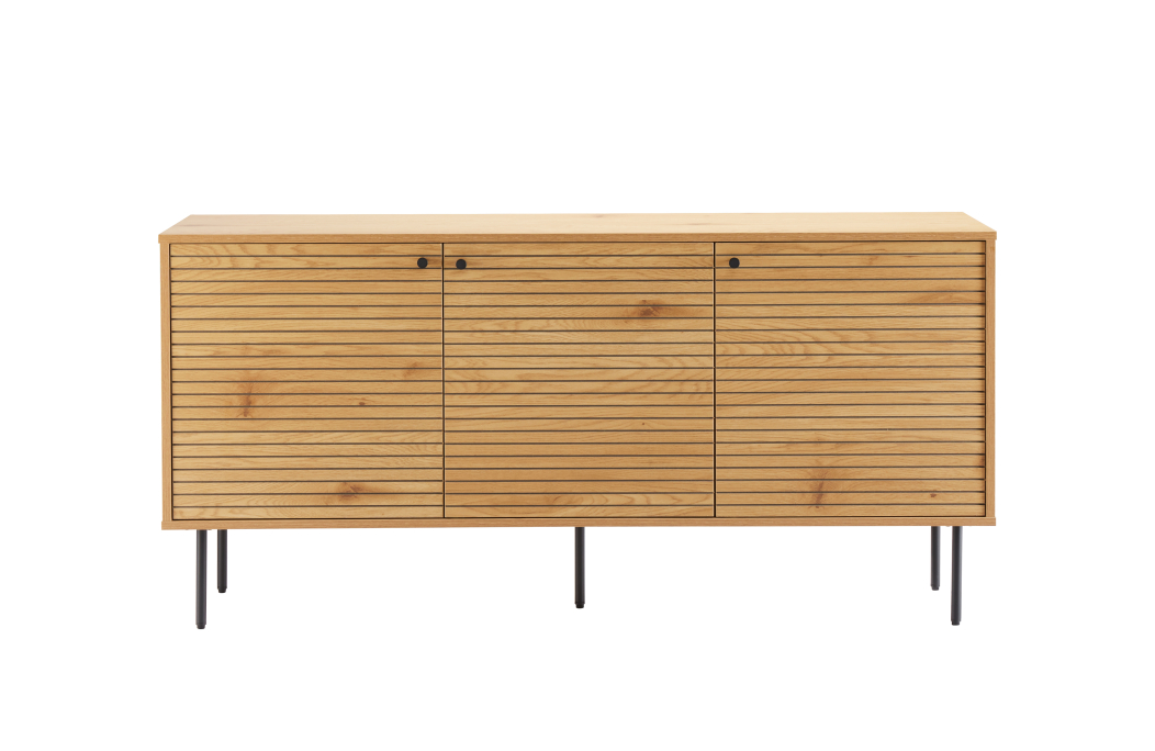 Buffet BRODIE avec finition chêne et pieds noirs - 150x140