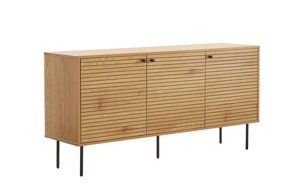 Buffet BRODIE avec finition chêne et pieds noirs - 150x140