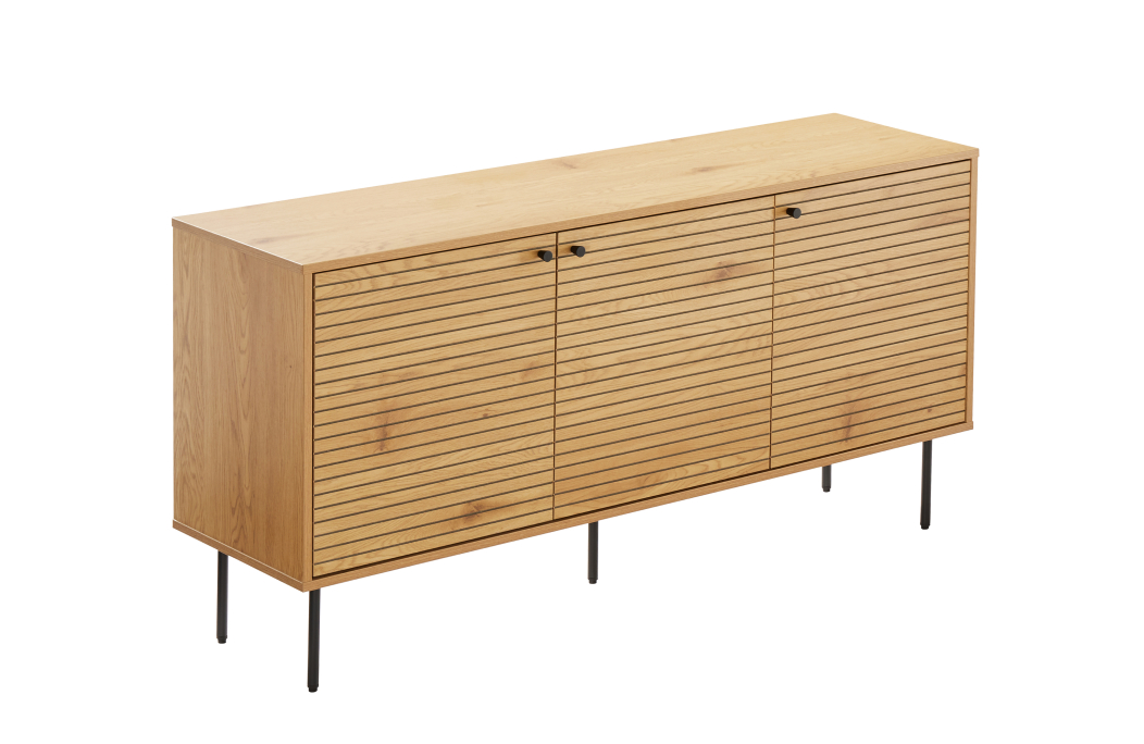 Buffet BRODIE avec finition chêne et pieds noirs - 150x140