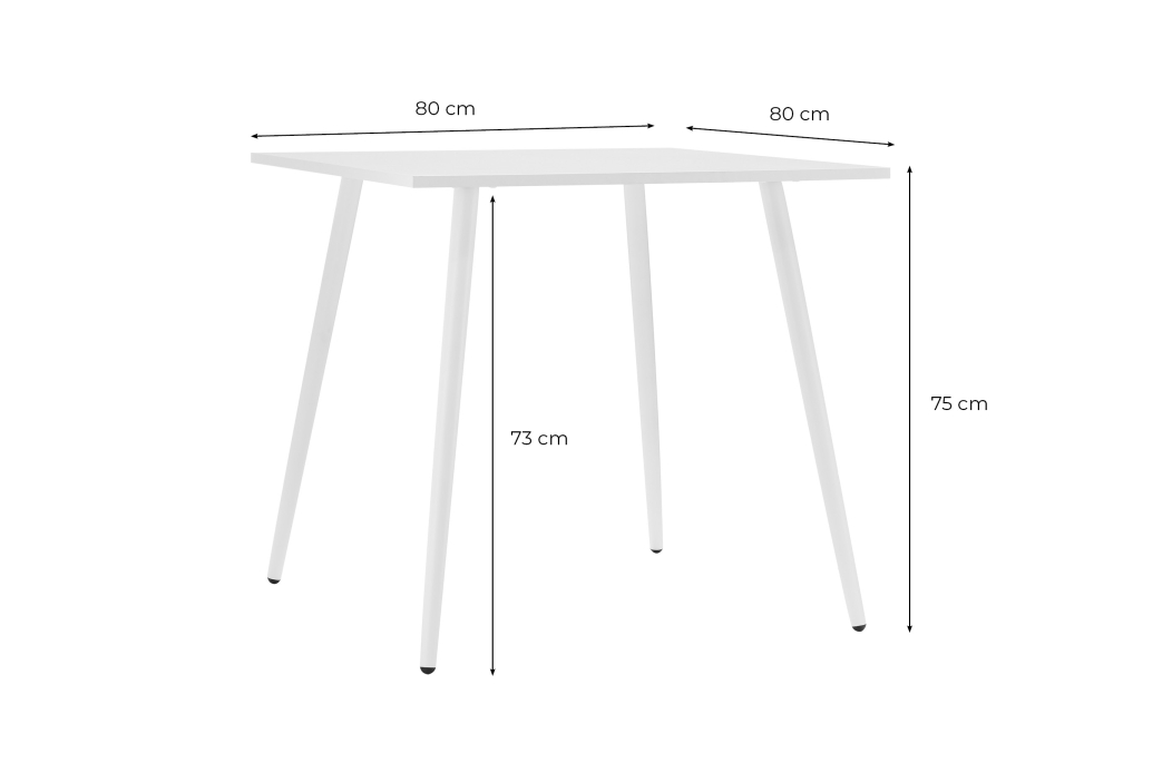 Table à manger carrée SQUARE en métal blanc - 80x80 cm