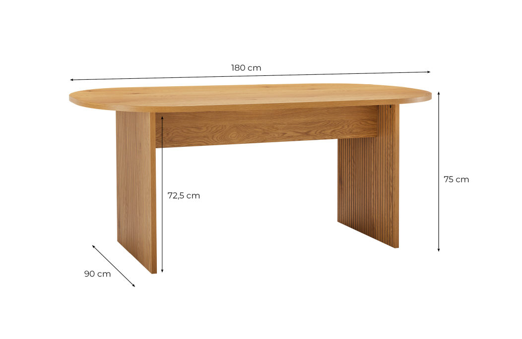 Table à manger GOYA finition chêne - 180x90 cm