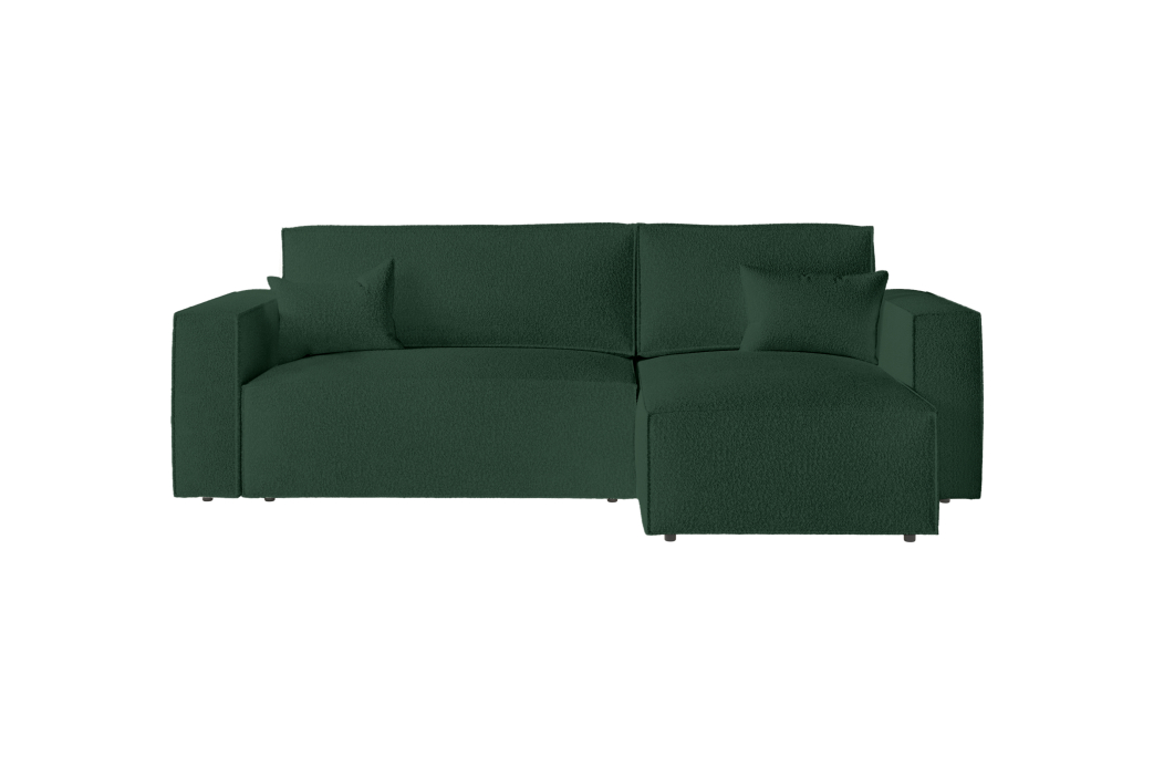 CLARISSE - Canapé d'angle convertible réversible avec coffre en tissu bouclettes